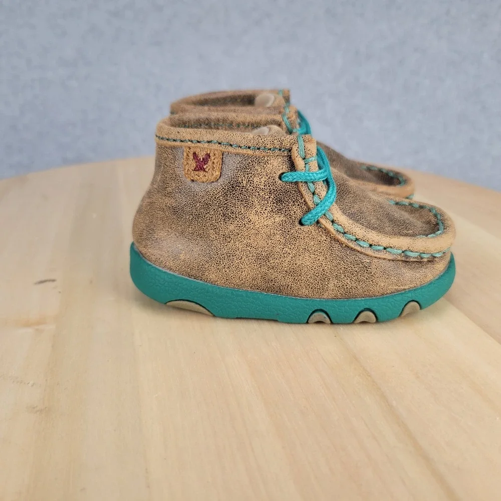 Twisted X Chukka Driving Mocs Infant 3M Brown Turquoise Leather ICA0008